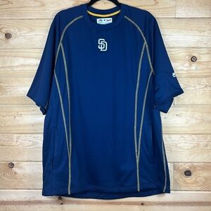 Majestic MLB San Diego Padres Blue Short Sleeve Shirt Pockets Mens Size Large